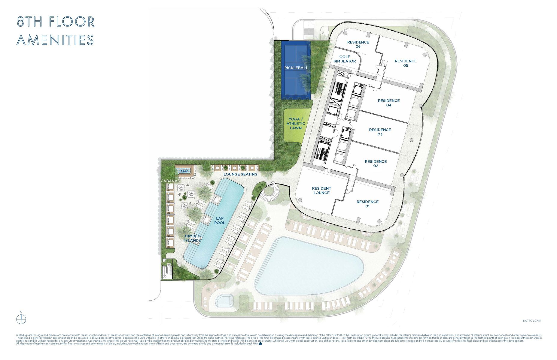 Developer plan of the Level 8 amenities at Cipriani Residences Miami