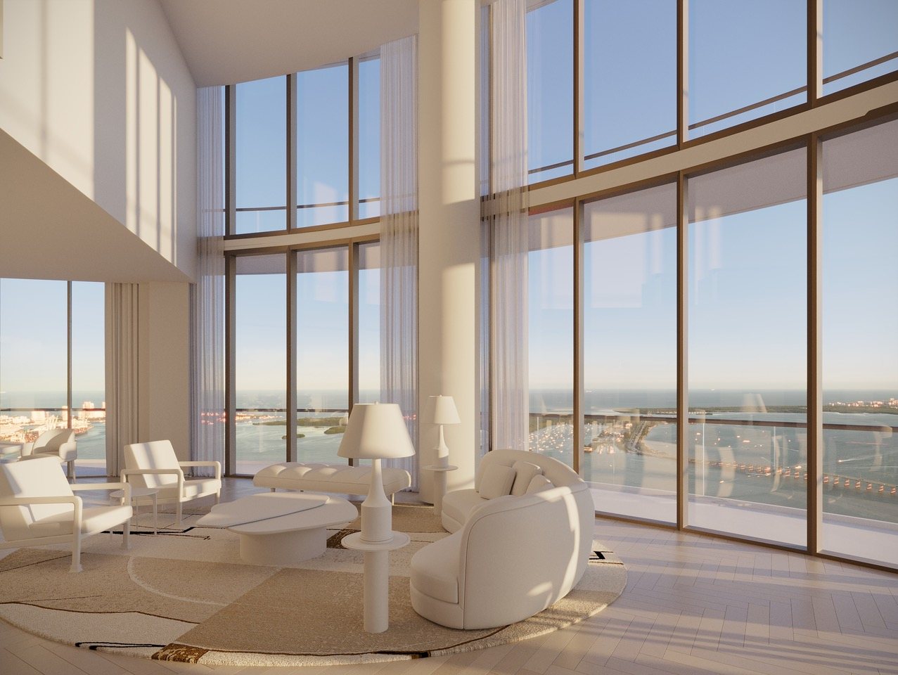 Cipriani Residences Miami, penthouse living room