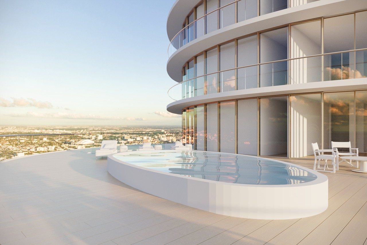 Cipriani Residences Miami, penthouse terrace with a private pool