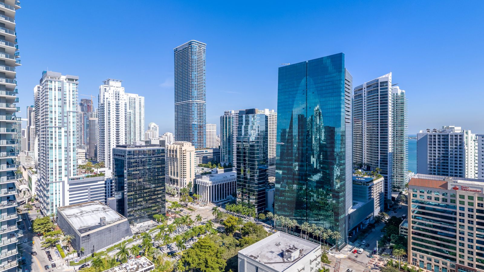 Cipriani Residences Miami, view northeast to the Brickell skyline from about 250 feet, near the 23rd floor, photographed from the site