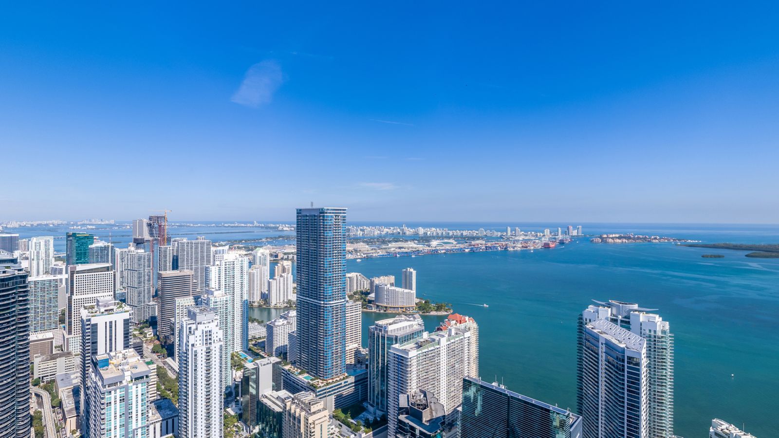 Cipriani Residences Miami, view northeast to the Brickell skyline from about 750 feet, near the 69th floor, photographed from the site