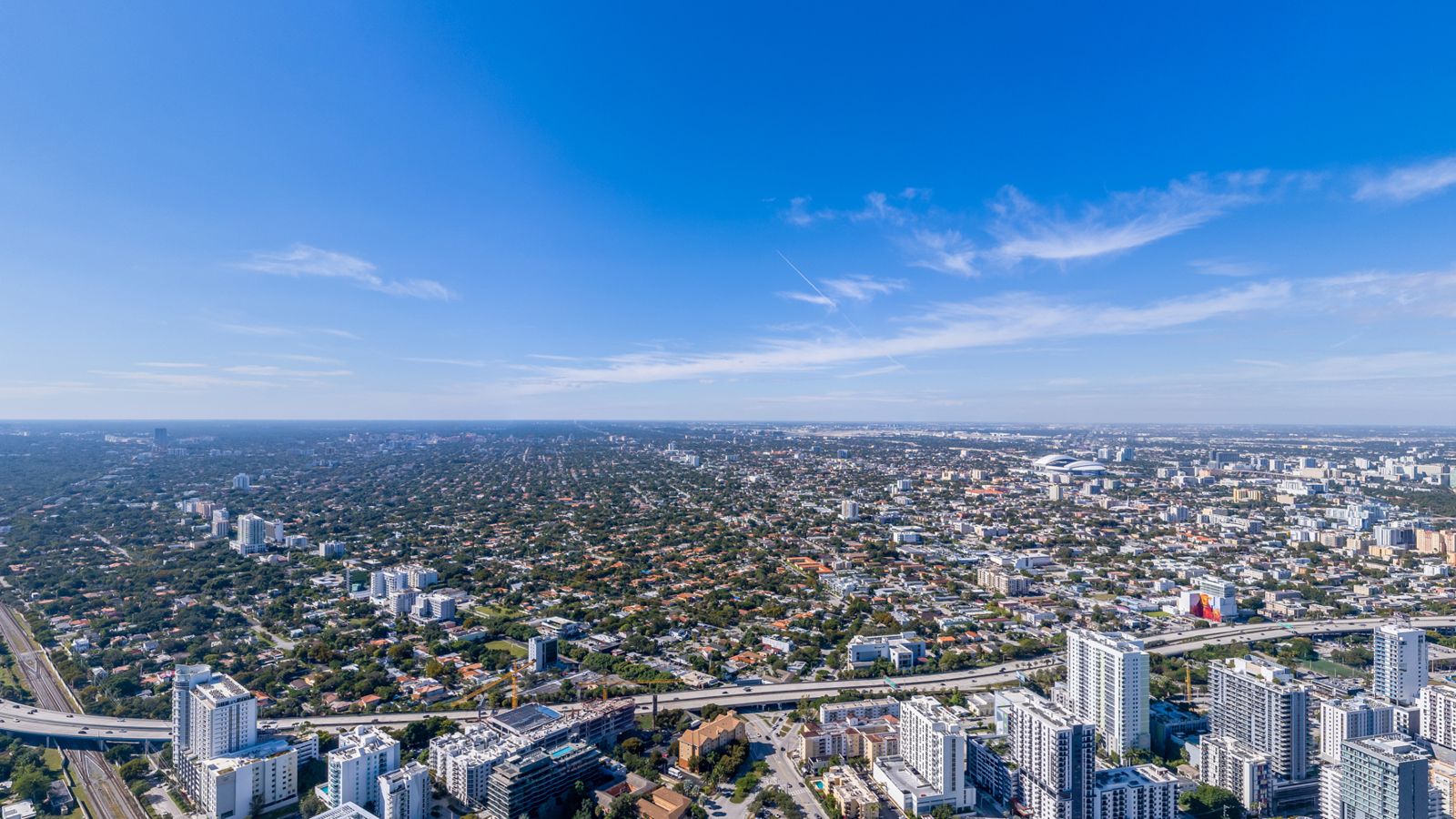 Cipriani Residences Miami, view west over the city from about 750 feet, near the 69th floor, photographed from the site